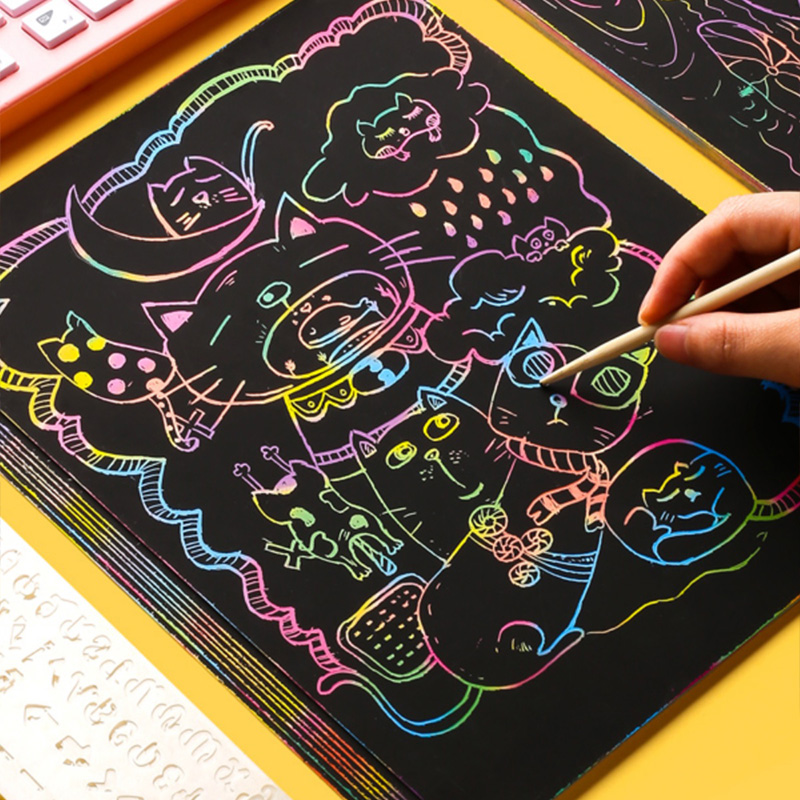 مجموعة ورق الرسم بالخدش - 10 أ - مراجعة Art Craft Rainbow وسعره