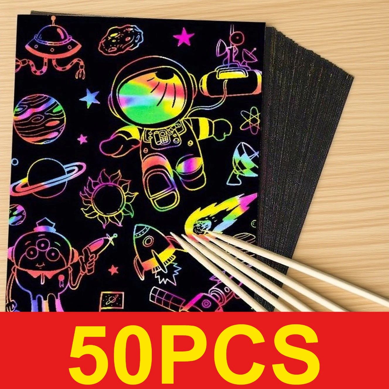50 قطعة من أوراق الخدش السحرية - مراجعة Art Craft Rainbow وسعره